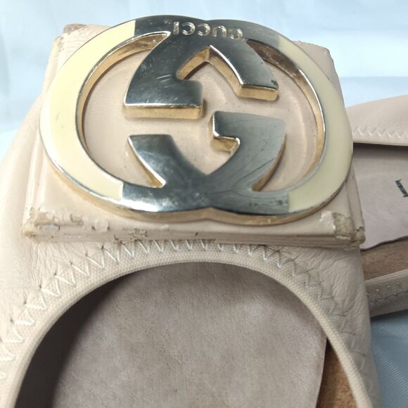 Gucci Interlocking G Logo Leather Ballet Flats Women's Shoes Sz EU 37/ 7M AS IS - Picture 14 of 16